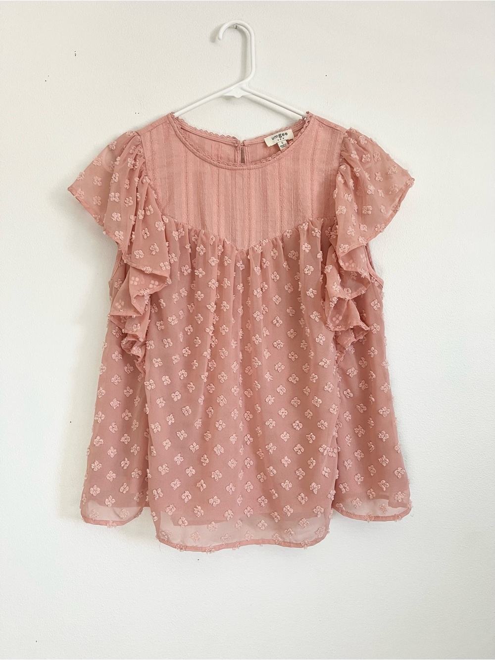 Umgee Pink Boho Top Ruffle Flutter Sleeve Flowy Balletcore Tiered Top Coquette S